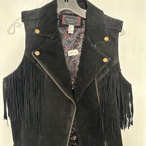 vintage black suede vest